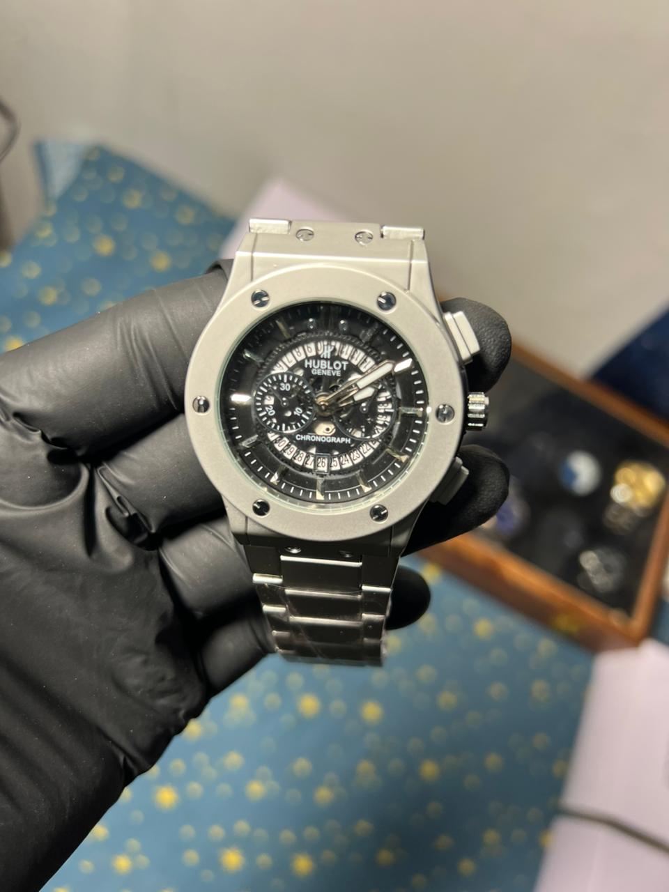 Hublot Geneve | Matte Silver | Chronograph | Stainless Steel Bracelet
